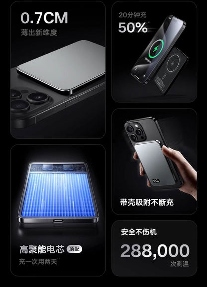 Ultra-Thin MagSafe Magnetic Watch Wireless Power Bank10000mAh Digital Display PD Two-way Fast Charging Power Bank