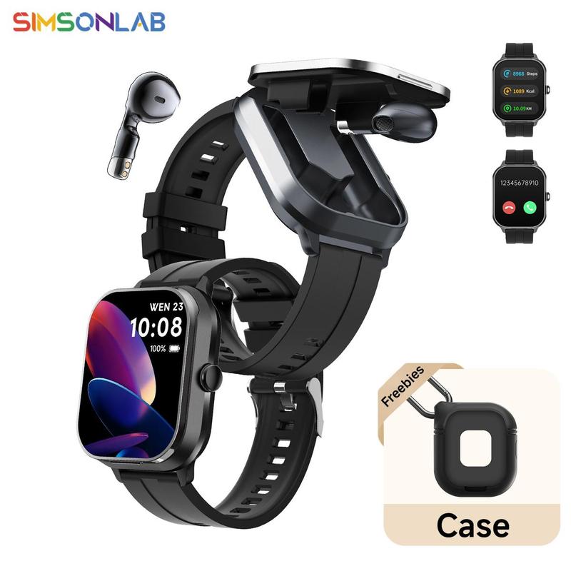 SIMSONLAB 2.01 Inch Smart Watch with Silicone Case, Fashionable Wearable Device for Men & Women, Support BT Calling and NFC Function, Multi-sport Modes Fitness Tracker