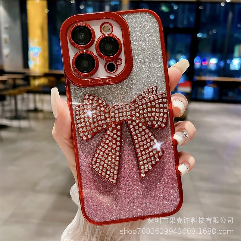 Luxurious Transparent Glitter Diamond Bowknot Case for iPhone 15 14 13 12 11 Pro Max, Apple 14 Pro Shockproof 13