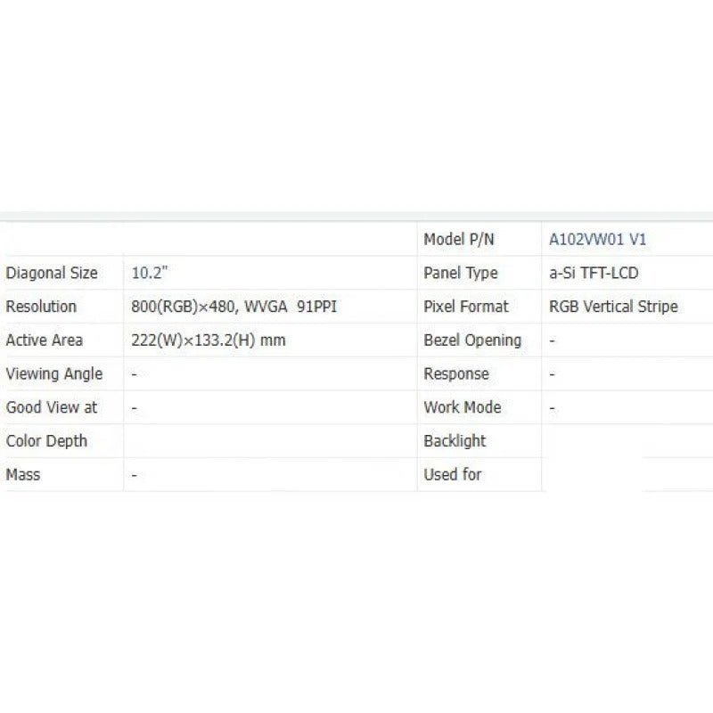 A102vw01 V1 new original brand 10.2 inch LCD screen