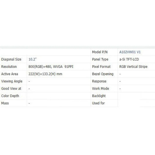 A102vw01 V1 new original brand 10.2 inch LCD screen