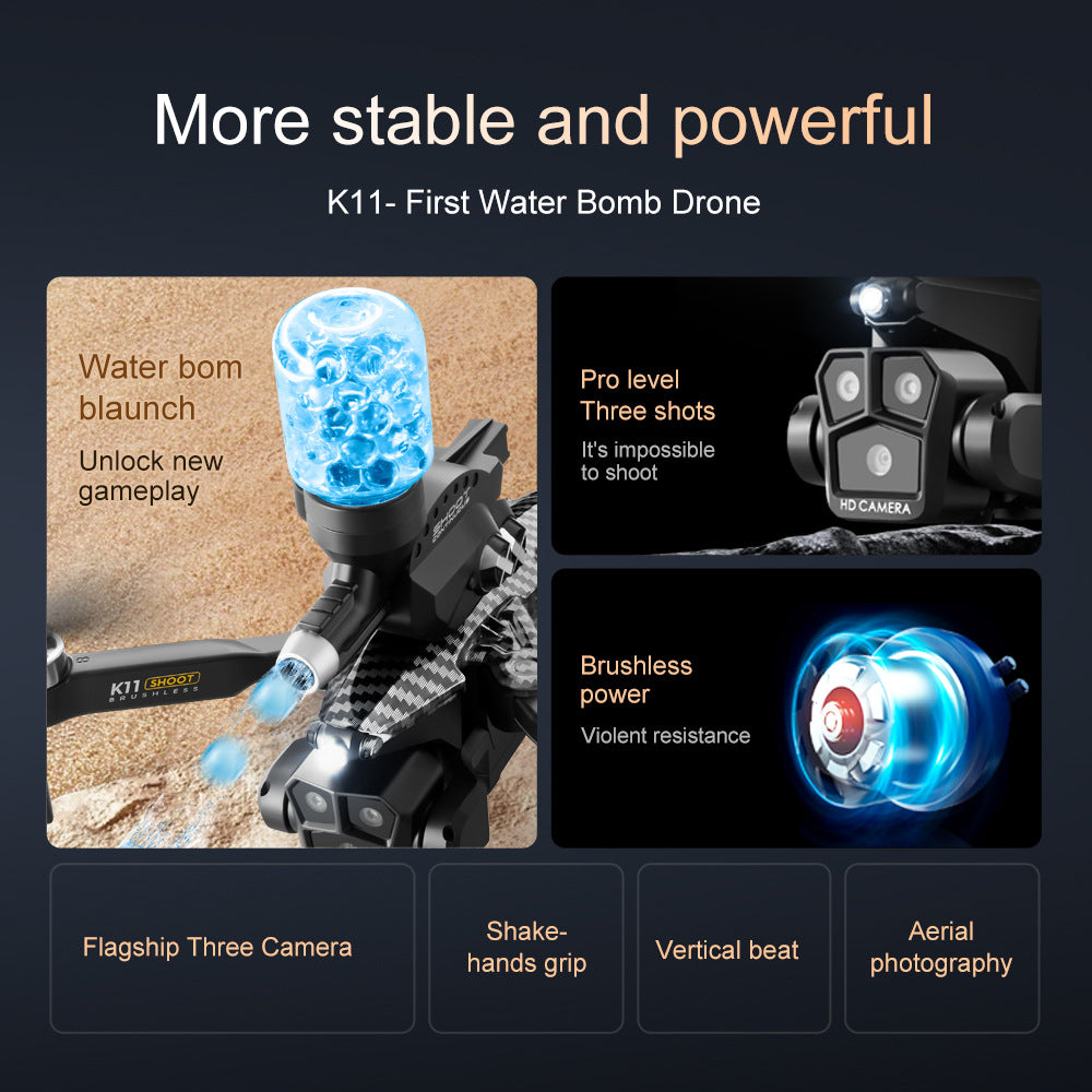 K11Max Drone Brushless Motor Three-Camera Aerial Photography Quadcopter Water Bomb Launch Remote Control Aircraft Drone
