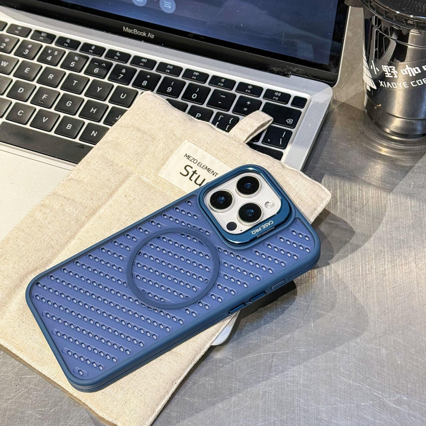 Grid Flip Stand Phone Case Compatible with iPhone 17 16 15 14 13 12 Pro Max Pro Plus Air Magnetic Breathable Heat Dissipation Apple 16 Pro Max Protective Cover