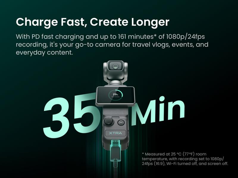 Xtra Muse Vlogging Camera with 1'' CMOS 4K/120fps Videos 3-Axis Gimbal Stabilizer Fast Focusing Face/Object Tracking Portable Handycam Camcorder