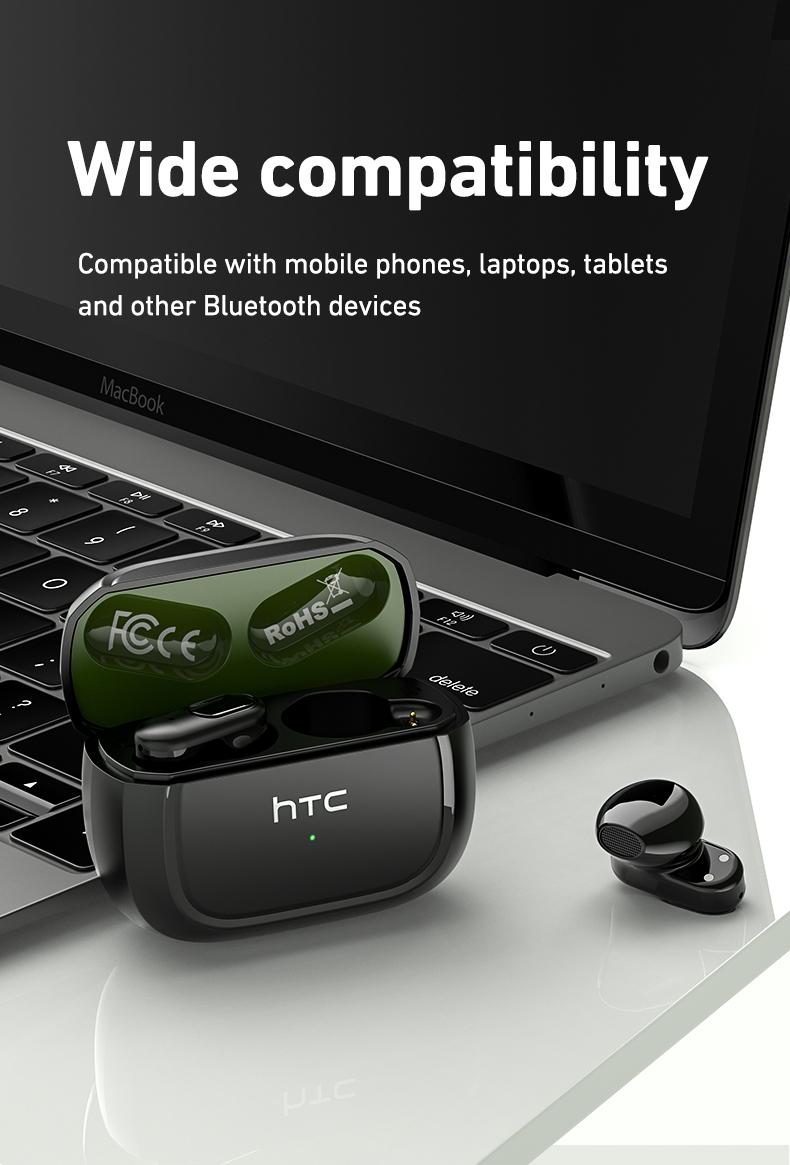 HTC NE51 Wireless Earbuds Bluetooth 6.0 Earphones Waterproof Wireless Earphones, Sports, Study and Audio Calls | Built in Microphone In Ear Earbuds, Gaming Bluetooth Headphones