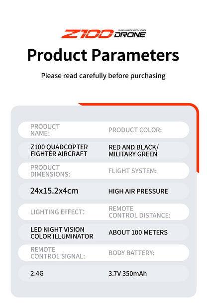 Cross-Border Z100Fighter Four-Channel Suspension Four-Axis Drone Altitude Hold Roll Stunt Gyro Light Aircraft Low Price