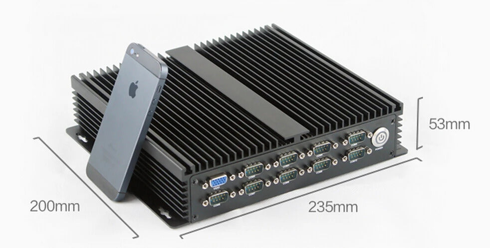 GS-S2220-10COM Computer  Fanless Mini Industrial BOX PC For Intel 1037U CPU 10 COM \ 1LPT \ 2 Giga Ethernet \ 2 VGA Barebone 12V