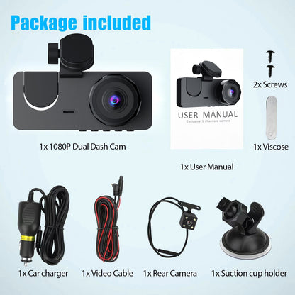 Cross-Border Dual-Lens HD Car Front and Rear Dual Recording Integrated Camera Wide-Angle Night Vision WIFI Driving Recorder