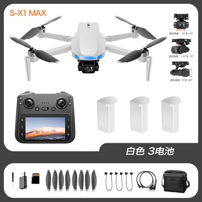 Cross-Border S-X1Drone Remote Control Belt5.9inch screen three-axis gimbal GPS Aerial Photography Four-Axis Remote Control Aircraft