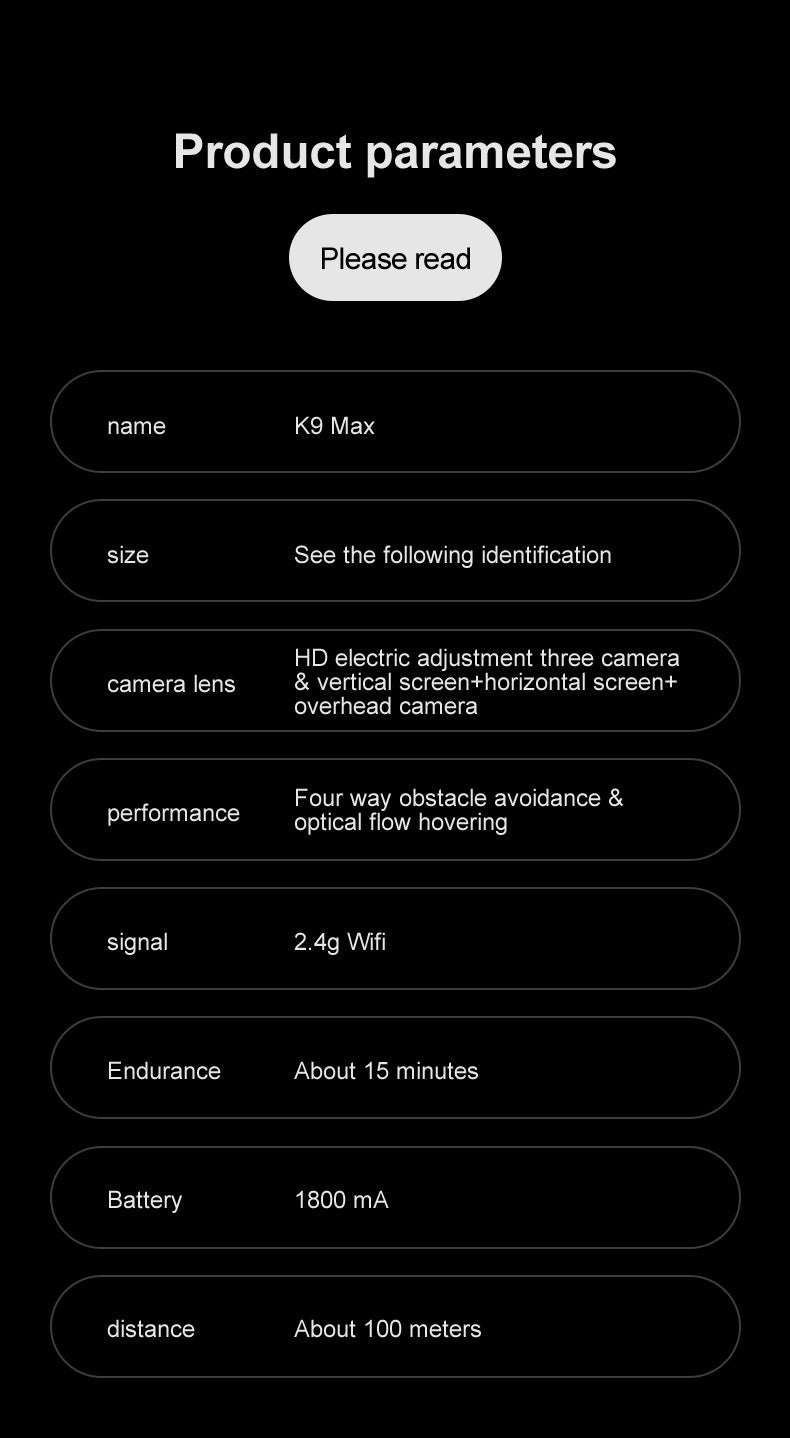 Cross-Border K9MAX Drone Aerial Photography Three Lens Four Axis Aircraft Optical Flow Obstacle Avoidance Remote Control Aircraft Toy drone