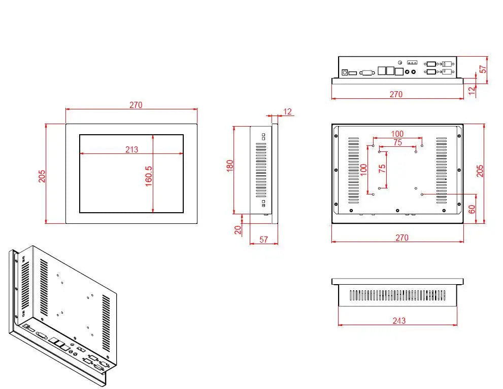 GS-P104-1024-4C inch industrial touch panel PC For Intel J1900 CPU 4GB RAM 120GB SSD LAN 4*RS232 1024X768 LCD Industrial Tablet