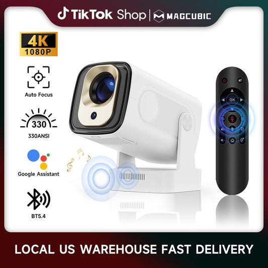 [US warehouse] Magcubic Auto Focus HY310 Projector 330ANSI Google Assistant 4K Decode Native 1080P BT5.4 WIFI6 Android 11 Built-in Speaker Allwinner H713 180° Flexible 130"Screen 60Hz Reflash Home Cinema Mini Portable Projector Wireless Local