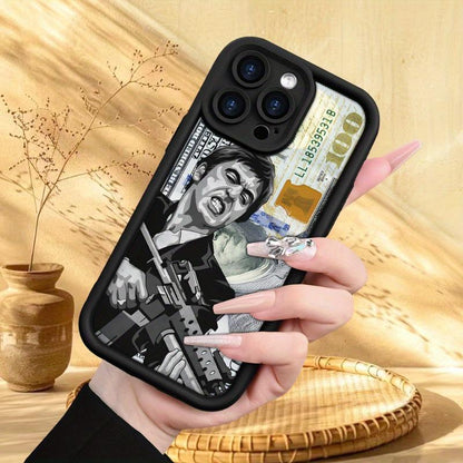 Creative Scar Face Painted Pattern Case for iPhone 16 15 14 Pro Max 13 12 11 XR XS Plus Shockproof Drop Protection Rugged Durable Silicone Cover