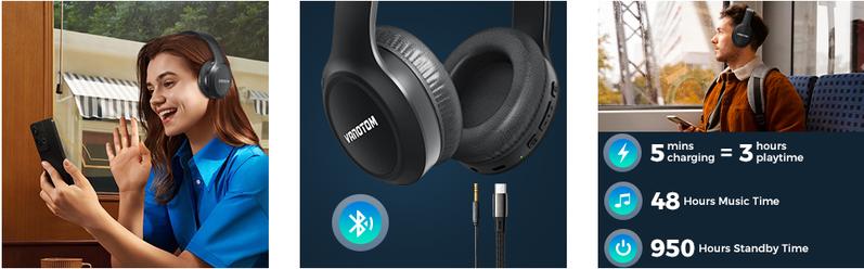 VANOTOM Wireless Headphone,  Foldable Bluetooth Headphones Over Ear, Wireless Headset for Gaming, Phones, Computers, Electronics Audio Headphone Halloween Christmas Gift Earbud