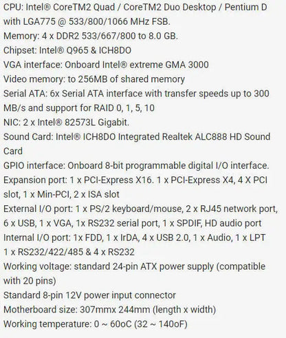 P4BWA 100% OK Original IPC Mainboard Q965 Chipset ATX Industrial Motherboard 4*PCI 2*ISA 5 x RS232 & 1 x RS422/485 With CPU RAM