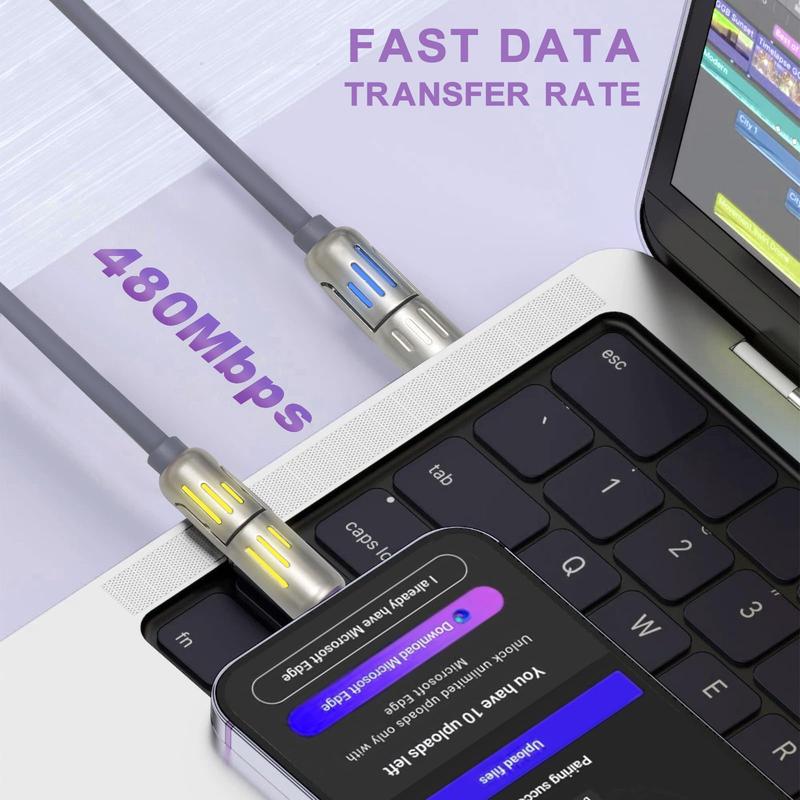 [Buy 1 Get 1 Free] 6.6ft  4-in-1 Multi USB Charging Cable with USB A,Type C,Lightning-MAX240W Fast Charging & Data Sync for iPhone16/15,iPad Pro, Samsung & Laptops fast charger usb cable 4-in-1 fast Breathing Light  -max 1 usb-c data 4 1 charging cable