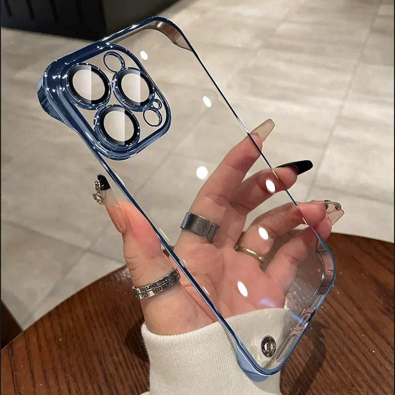 Compatible with iPhone 16 15 14 13 12 11 PRO MAX Plus Frameless Ultra-thin Apple 14 Transparent 12 Hard 11 with Built-in Lens Protector Phone Case