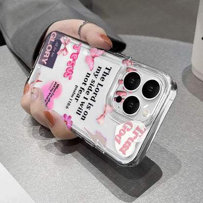 Faith Over Fear Psalm Christian Aesthetic TPU Pattern Phone Case for iPhone 15 16 14 Pro Max 13 12 11 XR XS Plus Non-Yellowing Clear Crystal Drop-proof Protection Slim Silicone Cover Cellphone Protective