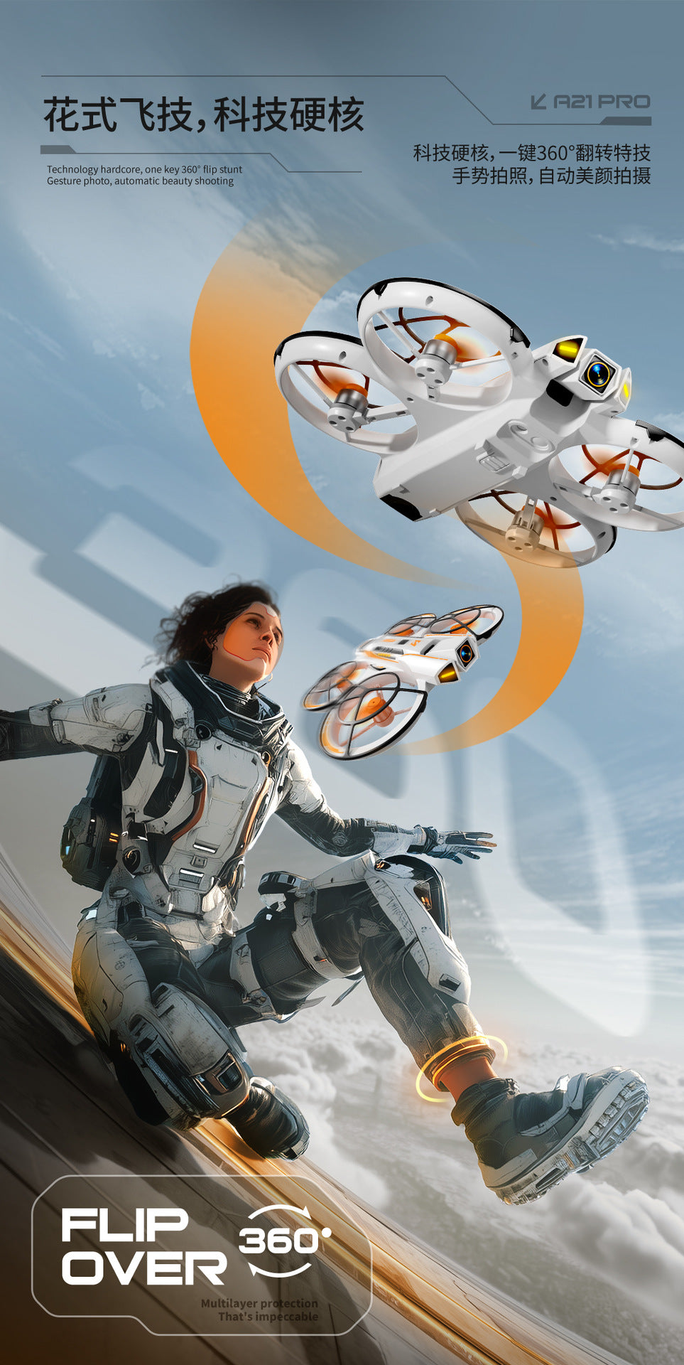 Cross-Border A21Drone Brushless Motor Mecha Style Aircraft Optical Flow Positioning Aerial Photography Full Protection Remote Control Airplane