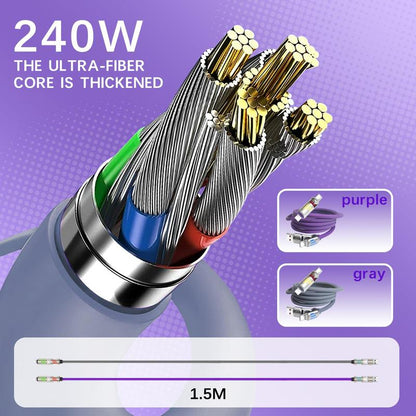 [Buy 1 Get 1 Free] 6.6ft  4-in-1 Multi USB Charging Cable with USB A,Type C,Lightning-MAX240W Fast Charging & Data Sync for iPhone16/15,iPad Pro, Samsung & Laptops fast charger usb cable 4-in-1 fast Breathing Light  -max 1 usb-c data 4 1 charging cable