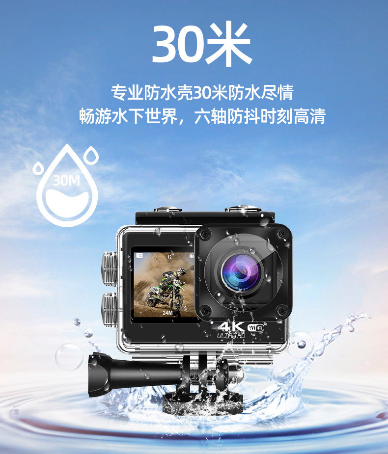 Cross-Border4k Action Camera HD Dual Screen wifi Outdoor sports wireless shooting head-mounted cycling camera factory