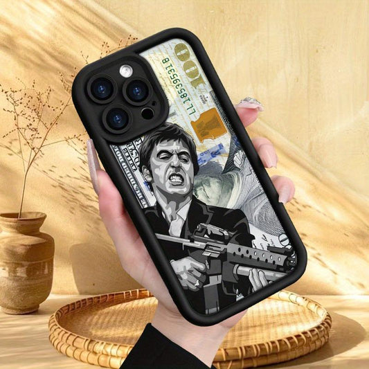 Creative Scar Face Painted Pattern Case for iPhone 16 15 14 Pro Max 13 12 11 XR XS Plus Shockproof Drop Protection Rugged Durable Silicone Cover
