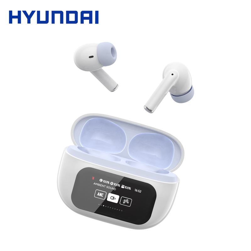 HYUNDAI Friend Pro Noise Reduction Headphones with Full Color Touch Charging Case, Robust Bass Stereo Audio Headset, IPX5 Waterproof & Anti-lost Search Function Earbuds