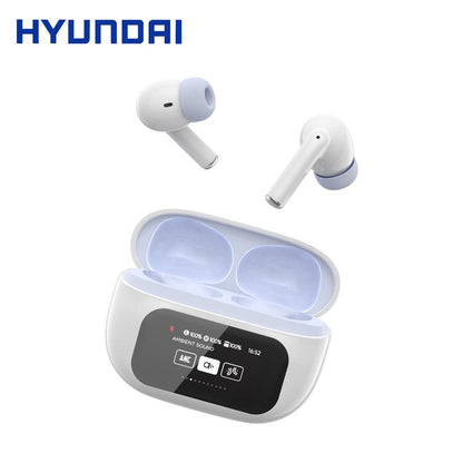 HYUNDAI Friend Pro Noise Reduction Headphones with Full Color Touch Charging Case, Robust Bass Stereo Audio Headset, IPX5 Waterproof & Anti-lost Search Function Earbuds