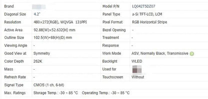 LQ042T5DZ01 LQ042T5DZ07 LQ042T5DZ08 LQ042T5DZ11 LQ042T5DZ11A 4.2-inch Original LCD Display Screen