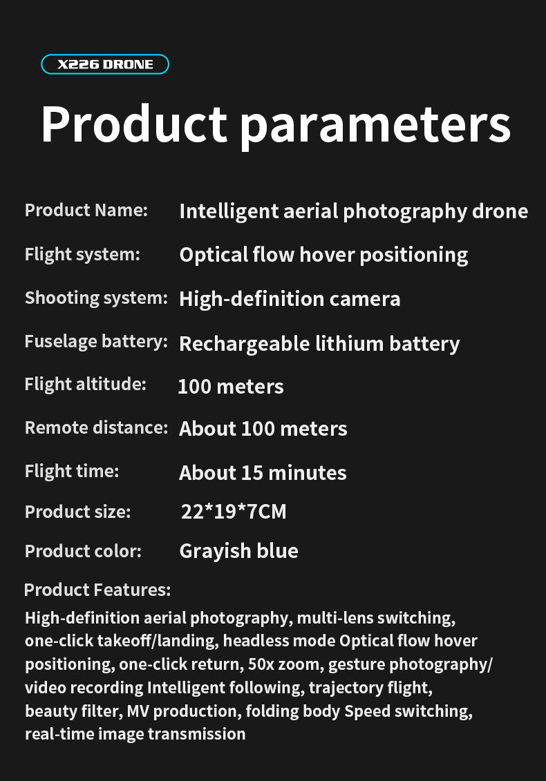 Cross-Border X226Drone flying with screen VR No Need for Phone Drone Aerial Photography HD Professional Optical Flow Brushless