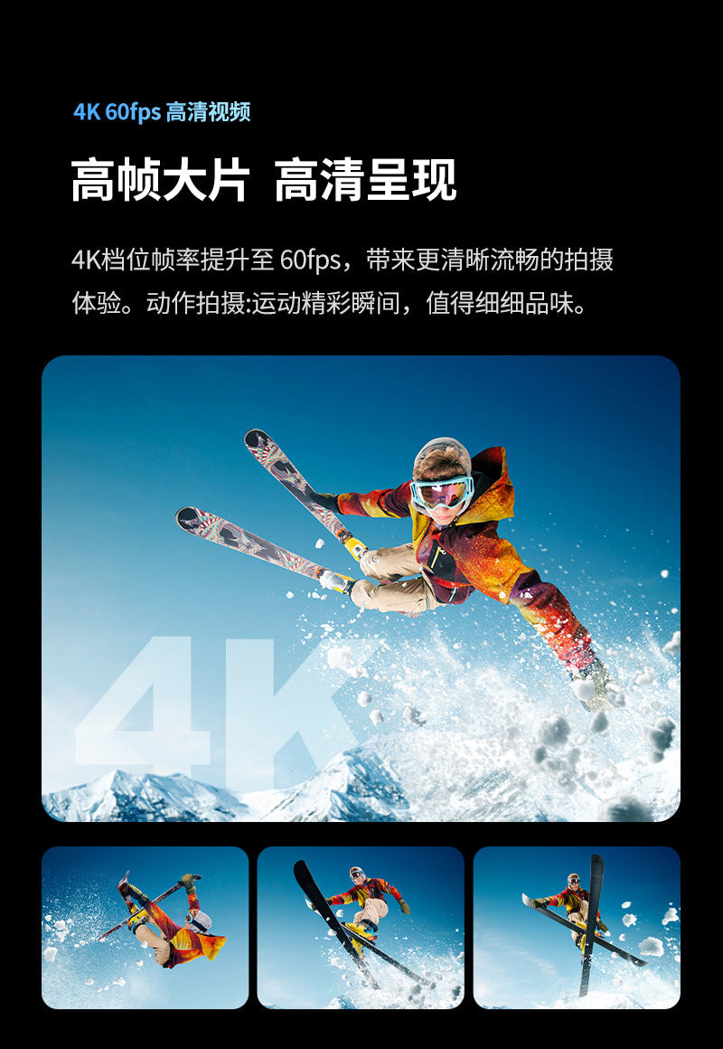 Cross-border new arrival4k Waterproof action camera with anti-shake dual screen HD wifi Outdoor shooting cycling diving camera