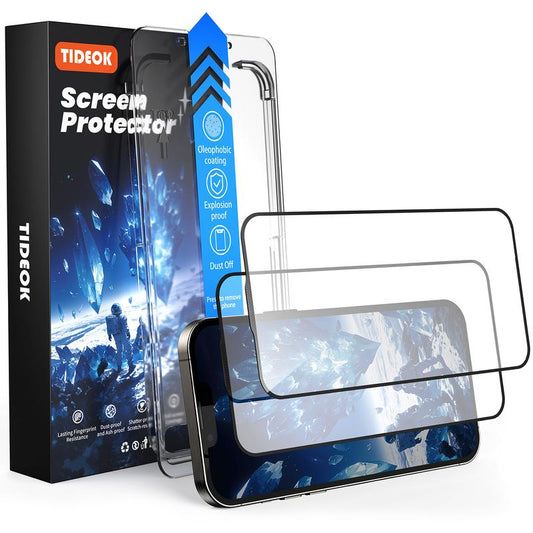 TIDEOK 2 Pack Screen Protector for iPhone 16/15/14/13-10s Fast Install, 9H Hardness, Auto Dust Removal, Bubble-Free, HD Clear, Anti-Spy & Anti-Fingerprint