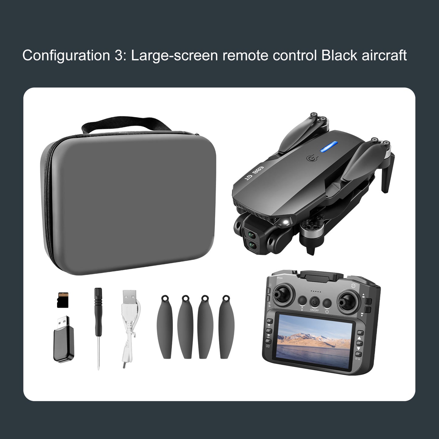 Cross-Border E88 GT Drone with Large Screen ESC Dual Camera HD Aerial Photography Optical Flow Long Battery Life Remote Control Aircraft Toy