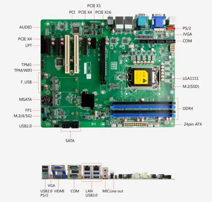 Z270 Z370 Motherboard ATX SBC 6/7/8/9th Core i3/i5/i7/i9 LGA1151 Desktop CPU IPC Industrial Mainboard with 6*COM 2*LAN DDR4 LPT