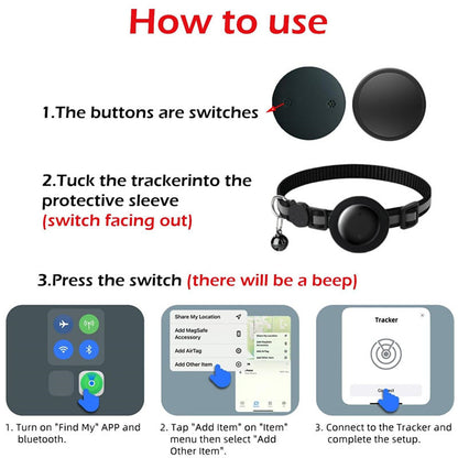 Pet Cat Locator Collar Suitable for iOS Waterproof Apple Find My Tracker Collar