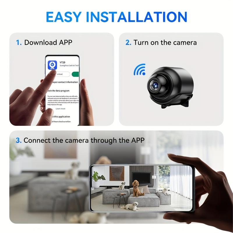 HD WiFi Mini Security Camera - Indoor/Outdoor Remote Viewing, Wireless Home Monitor with USB Power indoor security camera