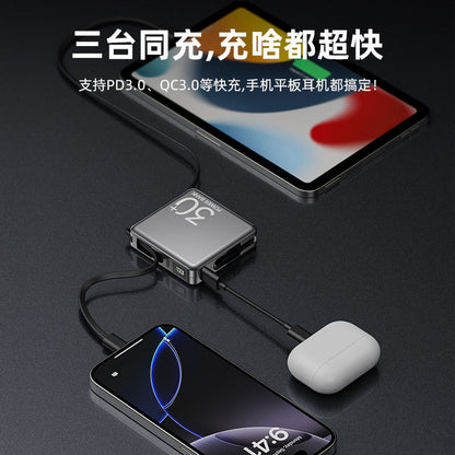 22.5W Super mini fast charging power bank with built-in cable10000mAh ultra-thin power bank custom gift