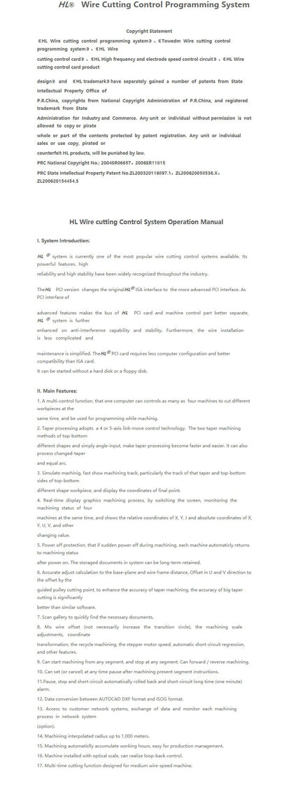HL760  New Original HL Card EDM Controller Card Programming control card wir cut System for CNC EDM High Speed Machine