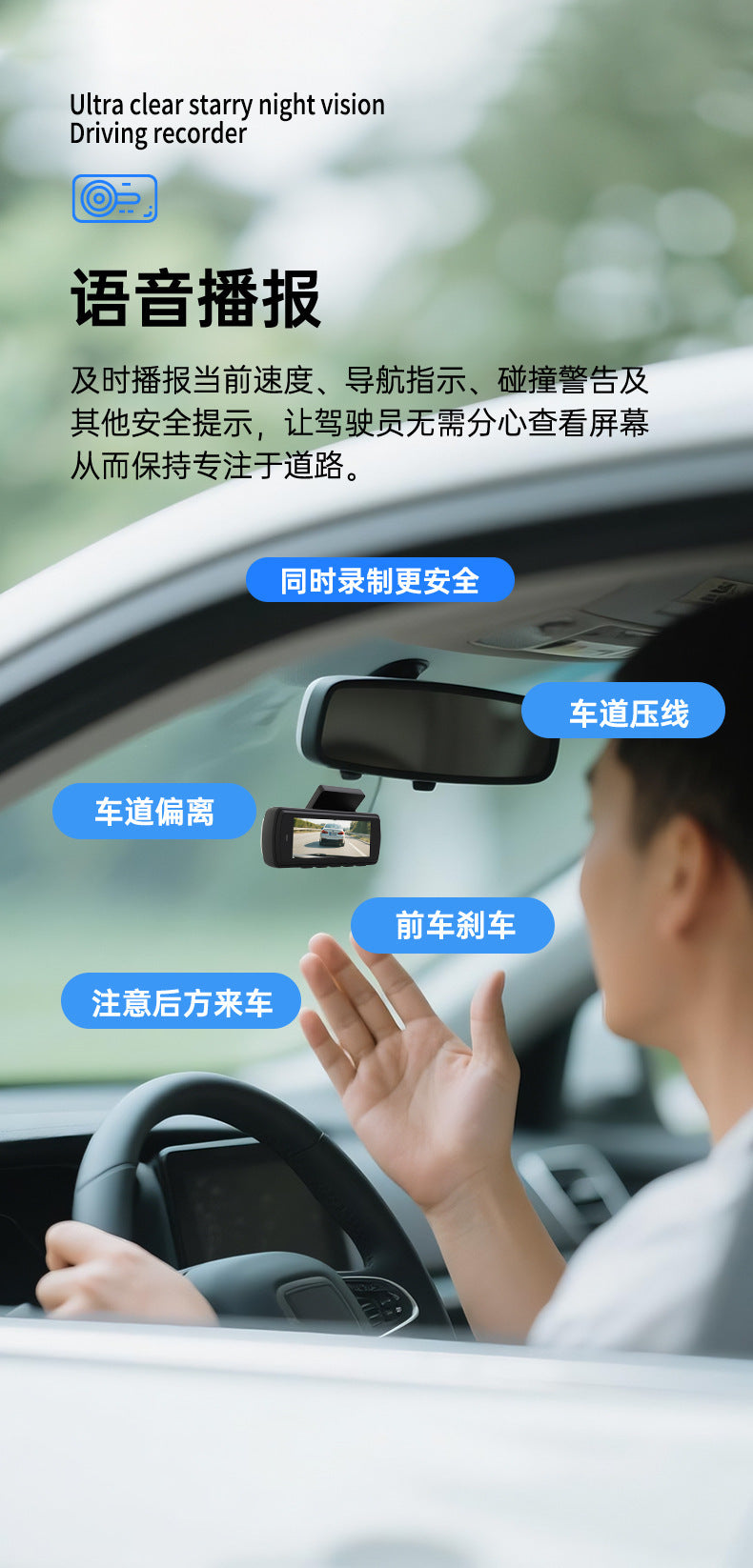 Private Model4K Ultra HD Recorder No-installation Night Vision Parking Monitoring GPS Dual Lens Dash Cam