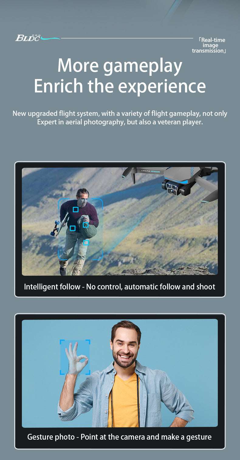 Cross-Border New Products AE7Foldable Brushless Motor Drone Aerial Photography Cool Lighting Remote Control Aircraft Quadcopter