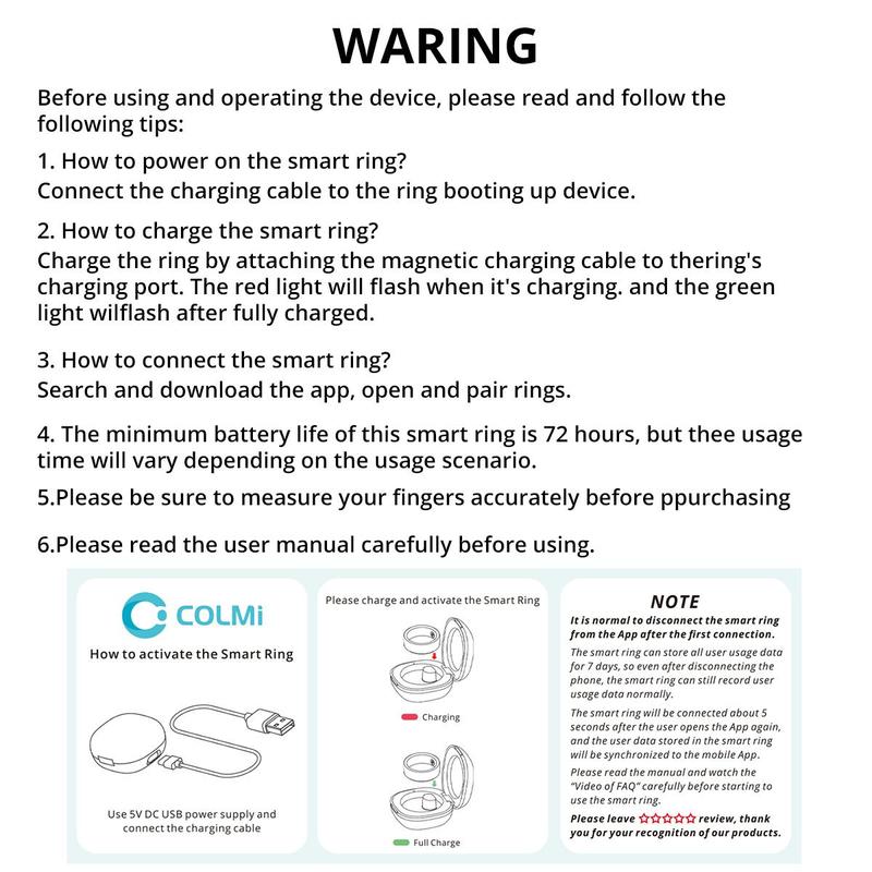 ColMi R03 Smart Ring, Waterproof Smart Ring with Charging Compartment, Fashionable Stainless Steel Ring for Men & Women