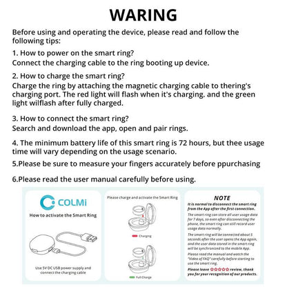 ColMi R03 Smart Ring, Waterproof Smart Ring with Charging Compartment, Fashionable Stainless Steel Ring for Men & Women