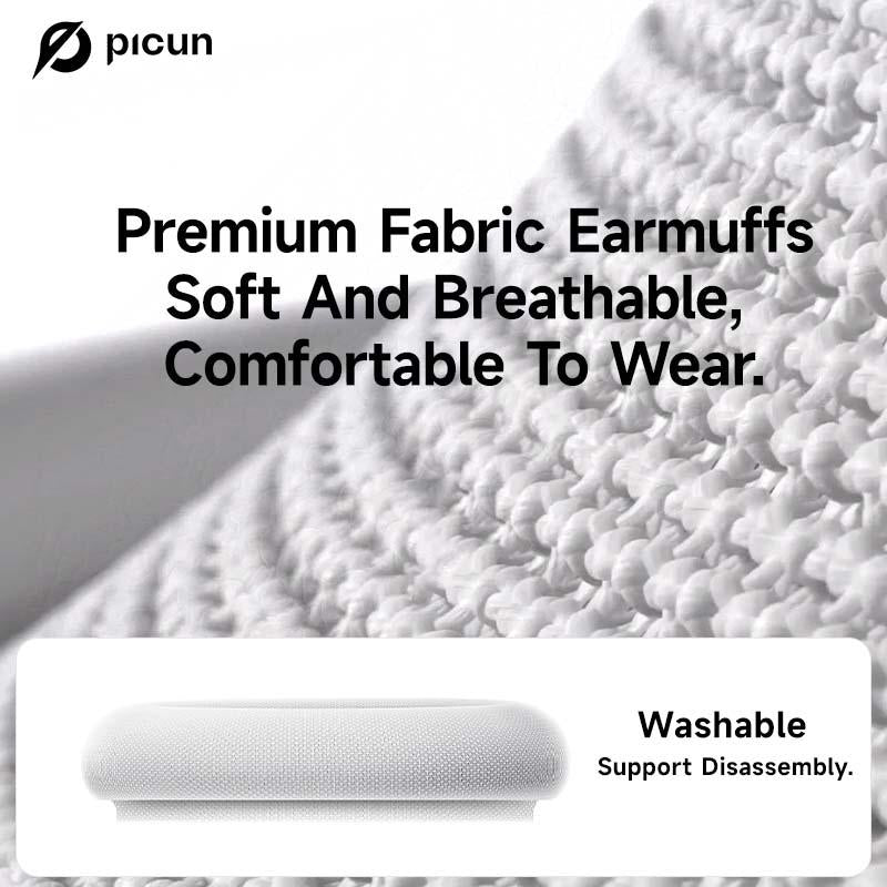 Picun F8 Pro Wireless Headphones - 52dB Noise Cancellation, 5 Smart ENC Mics, Detachable Fabric Ear Cushions, 140 Hour Long Battery Life,  Premium Audio Seamless Dual Device Connection for All-Day Use and Boosted Productivity Bluetooth