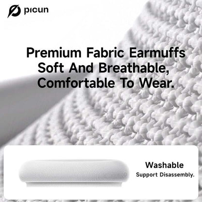 Picun F8 Pro Wireless Headphones - 52dB Noise Cancellation, 5 Smart ENC Mics, Detachable Fabric Ear Cushions, 140 Hour Long Battery Life,  Premium Audio Seamless Dual Device Connection for All-Day Use and Boosted Productivity Bluetooth