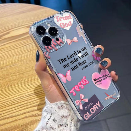 Faith Over Fear Psalm Christian Aesthetic TPU Pattern Phone Case for iPhone 15 16 14 Pro Max 13 12 11 XR XS Plus Non-Yellowing Clear Crystal Drop-proof Protection Slim Silicone Cover Cellphone Protective