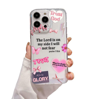 Faith Over Fear Psalm Christian Aesthetic TPU Pattern Phone Case for iPhone 15 16 14 Pro Max 13 12 11 XR XS Plus Non-Yellowing Clear Crystal Drop-proof Protection Slim Silicone Cover Cellphone Protective