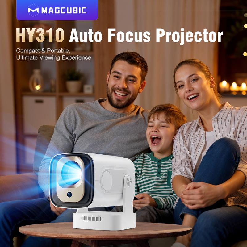 [US warehouse] Magcubic Auto Focus HY310 Projector 330ANSI Google Assistant 4K Decode Native 1080P BT5.4 WIFI6 Android 11 Built-in Speaker Allwinner H713 180° Flexible 130"Screen 60Hz Reflash Home Cinema Mini Portable Projector Wireless Local