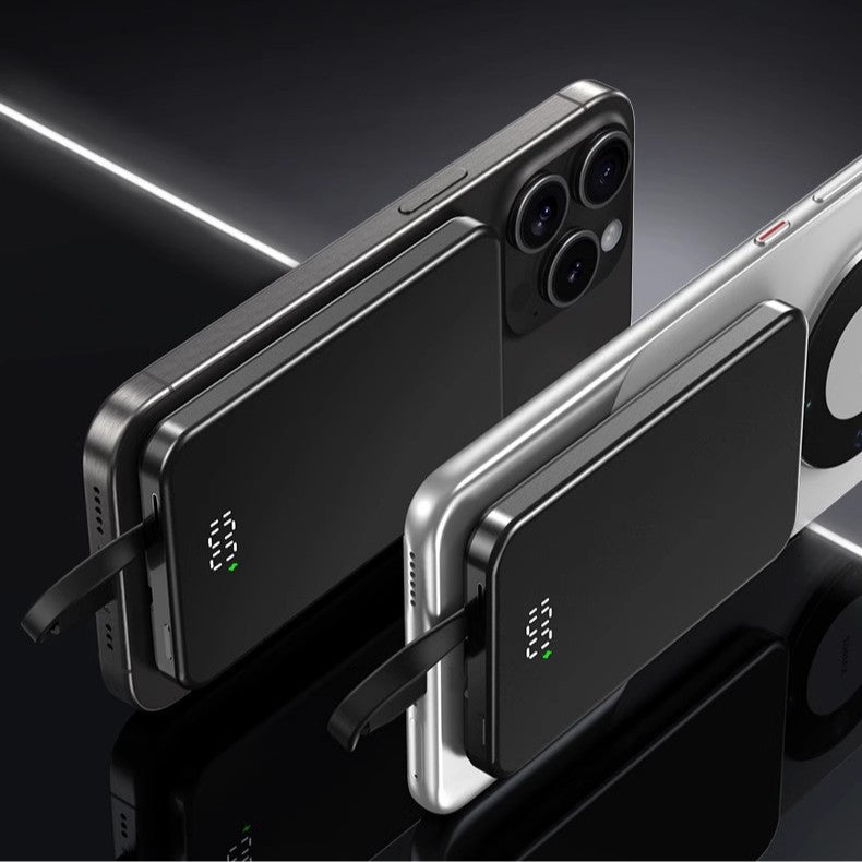 Built-in Cable Magnetic Aluminum Alloy Power Bank10000Ma Portable and Thin Mini Power Bank Gift Cross-Border