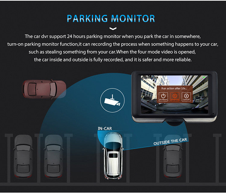 Cross-Border5Inch 360360-degree Dash Cam Front and Rear HD Dual Lens Parking24Hourly Reverse Image