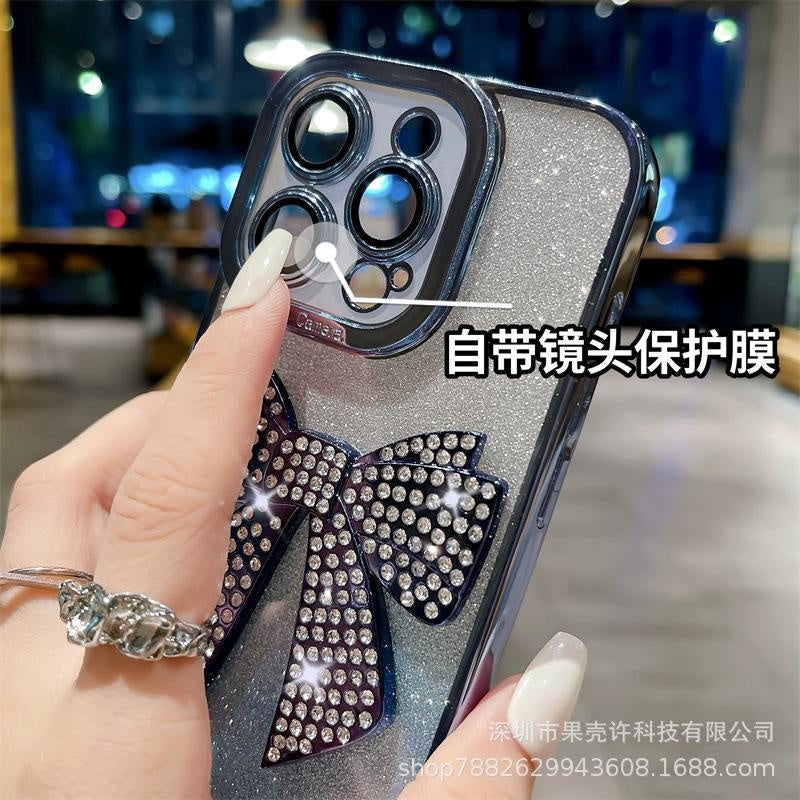 Luxurious Transparent Glitter Diamond Bowknot Case for iPhone 15 14 13 12 11 Pro Max, Apple 14 Pro Shockproof 13